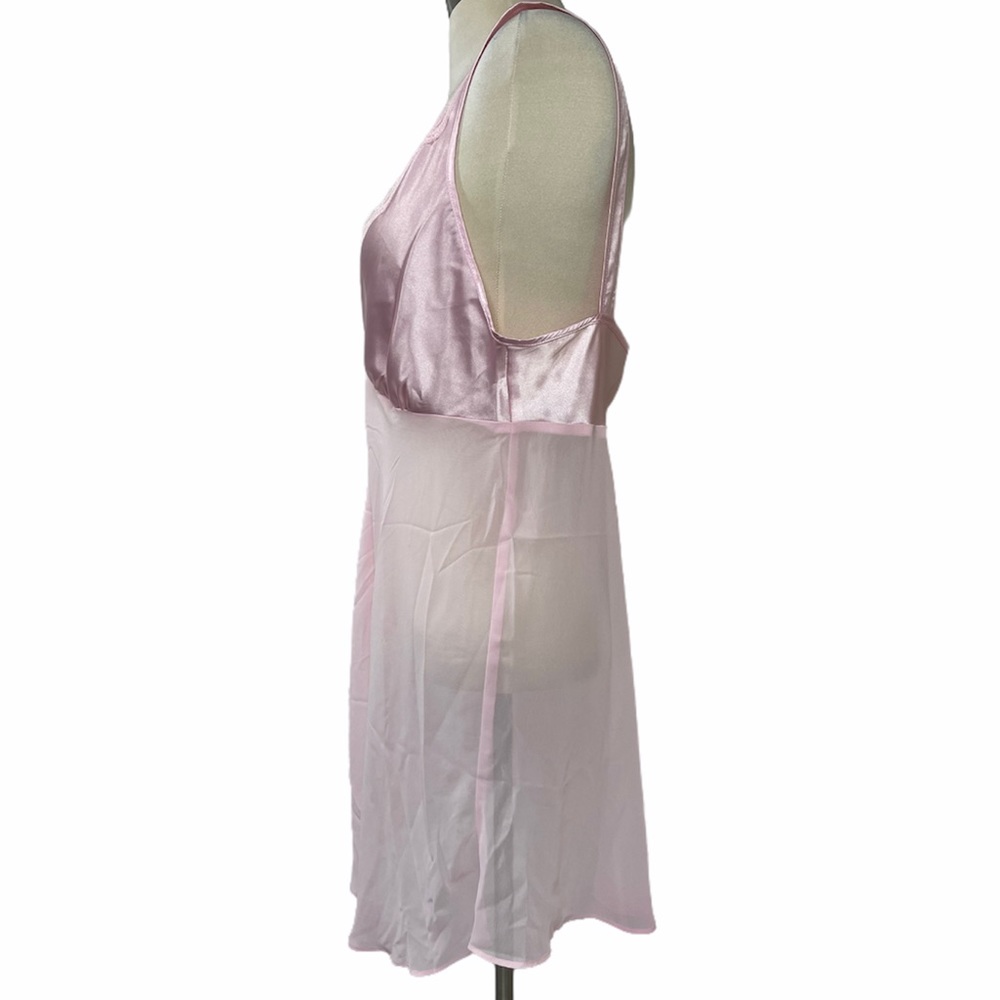 Sexy Silk Babydoll Nighty Romantic Sequins Embroidered Pink 80s 90s Y2K Lingerie - Picture 4 of 16